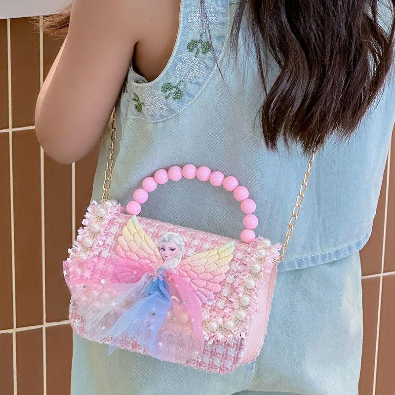 New Princess Elsa bag for girls, little girl crossbody bag, fashionable and cute single-shoulder bag, baby decoration bag, cartoon Specification drawing