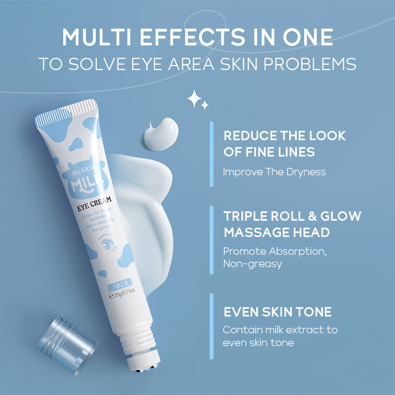 Cross-border LAIKOU Milk Roller-type Radiant Eye Cream 20g Hydrating, Moisturizing and brightening Eye Skin in stock details Picture