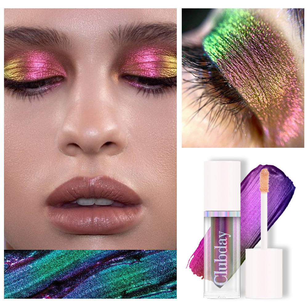 Clubday Cross-border Makeup Chameleon Eyeshadow Liquid Stage Makeup Facial Highlight Brightening Single-color Polarized Eyeshadow Specification drawing