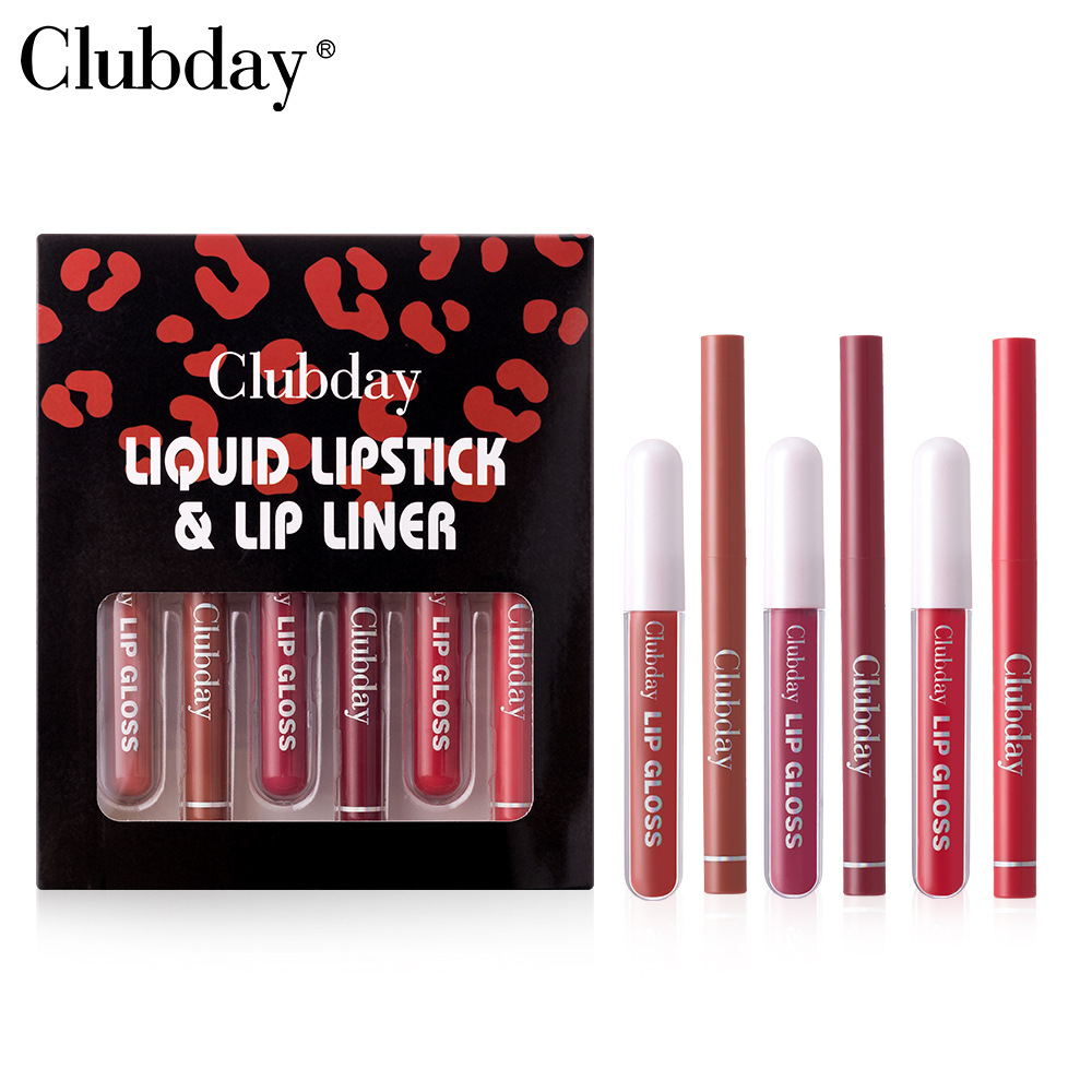 Clubday Lip Makeup 1+1 Set: Velvet Matte, Water-repellent Lip Gloss and Outlining Lip Pen Item Picture