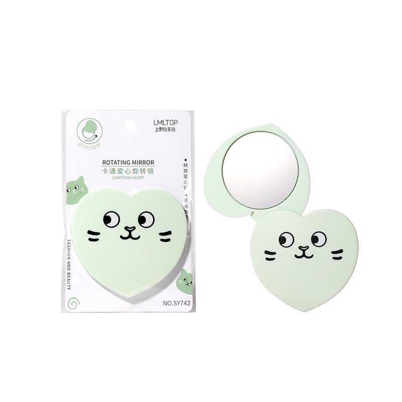 Ueno Ramila Cartoon Heart-shaped Rotating Mini Mirror, portable and compact mini makeup Mirror SY742 Item Picture