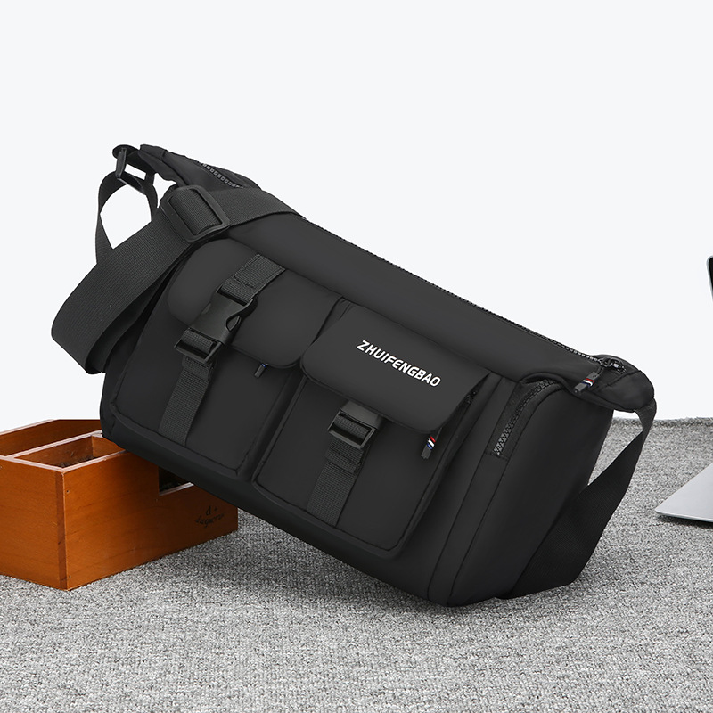 2024 New stylish and versatile large-capacity messenger bag, casual men's crossbody bag, Japanese-style simple functional single-shoulder bag Specification drawing