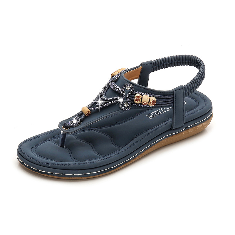 shoes women Cross-border plus-size Sandals 2025 New style flip-toe Women's Sandals with beaded rhinestones and cool wedge heels for women Specification drawing
