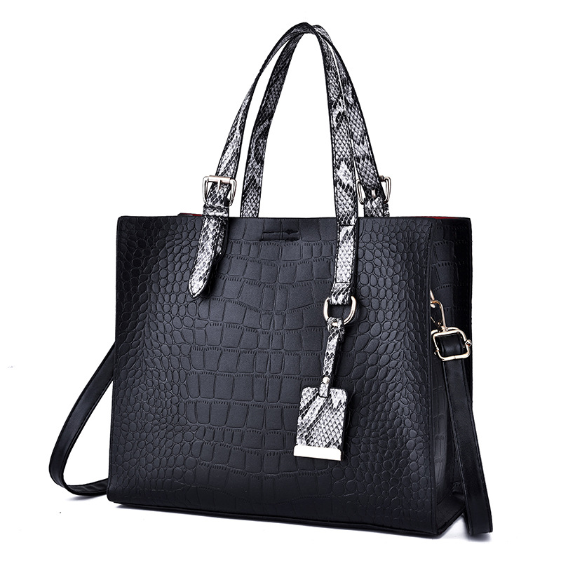 Ladies' crocodile-patterned single-shoulder bag, versatile crossbody bag, Korean trendy tote bag, cross-border wholesale handbag full figure