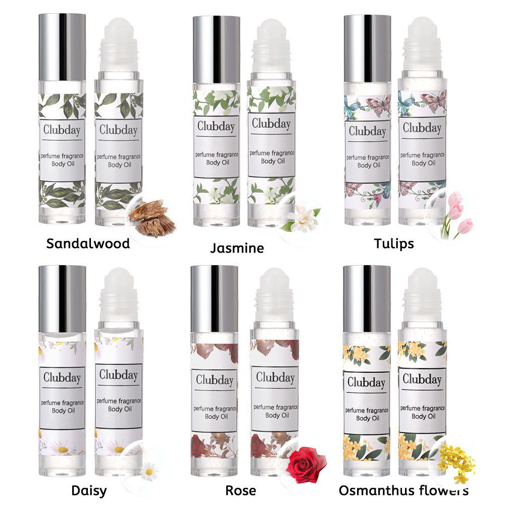 Clubday Body Fragrance Long-lasting Floral Roll-on Perfume Oil Natural Sparkling 3-bottle Wholesale Export Perfume Oil Specification drawing