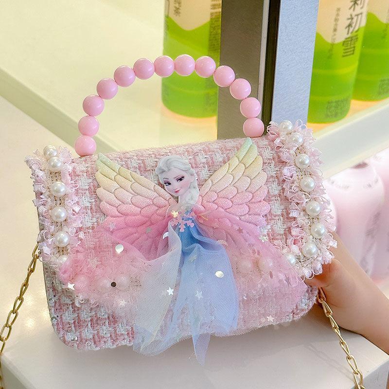 New Princess Elsa bag for girls, little girl crossbody bag, fashionable and cute single-shoulder bag, baby decoration bag, cartoon full figure