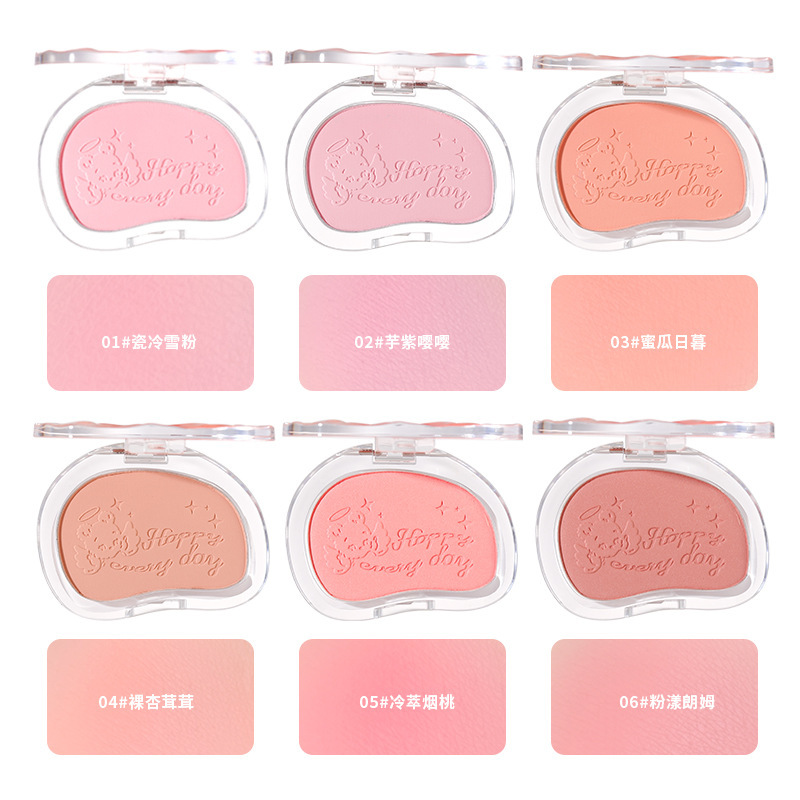 Makeup xixi: Warm and sweet pink cheek blush, low saturation, energetic and girlish swelling, Peach color, brightening, contouring, matte blush Specification drawing