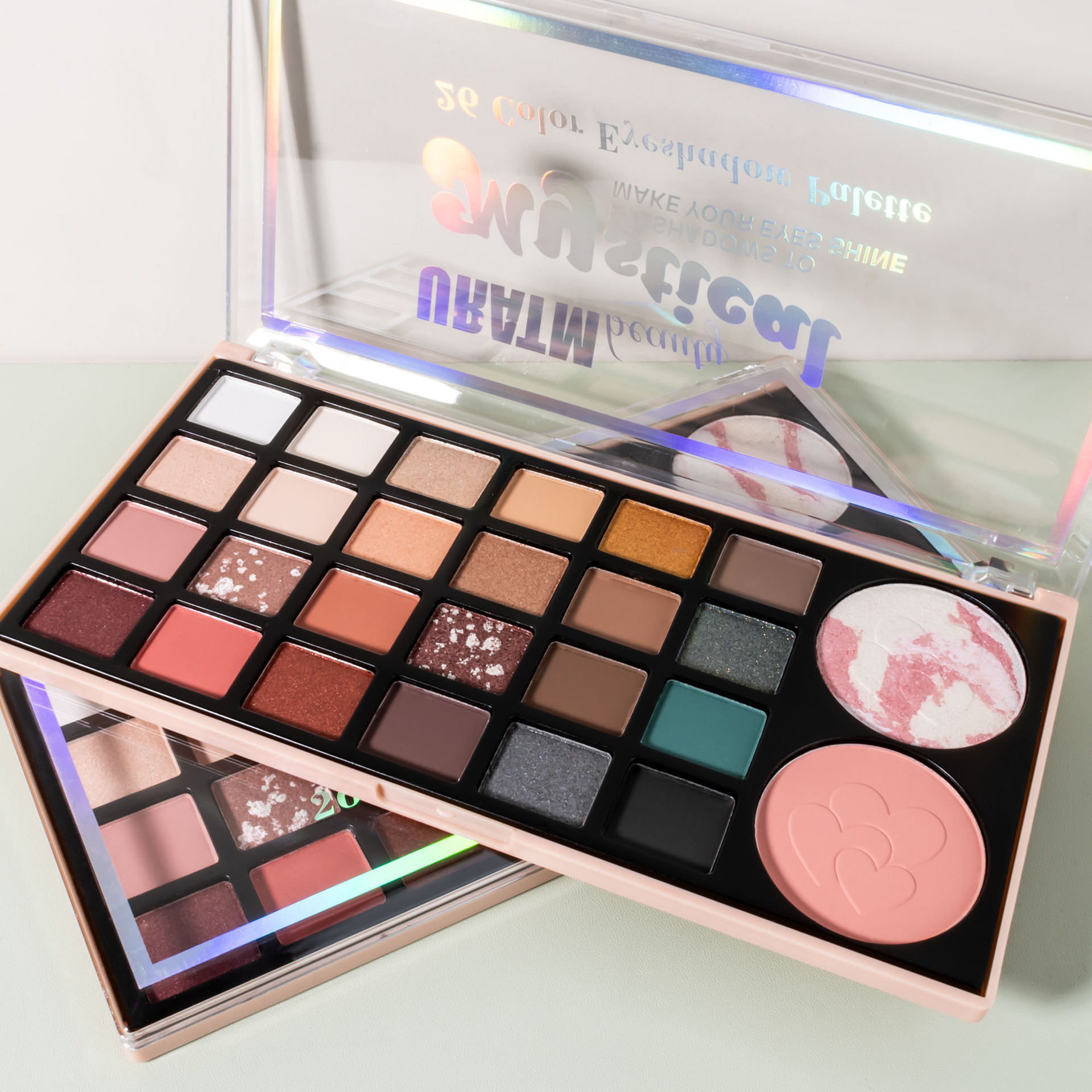 Cross-border 26-color pork belly eyeshadow palette multi-functional all-in-one matte pearlescent fine glitter eyeshadow blush high-gloss makeup palette Item Picture