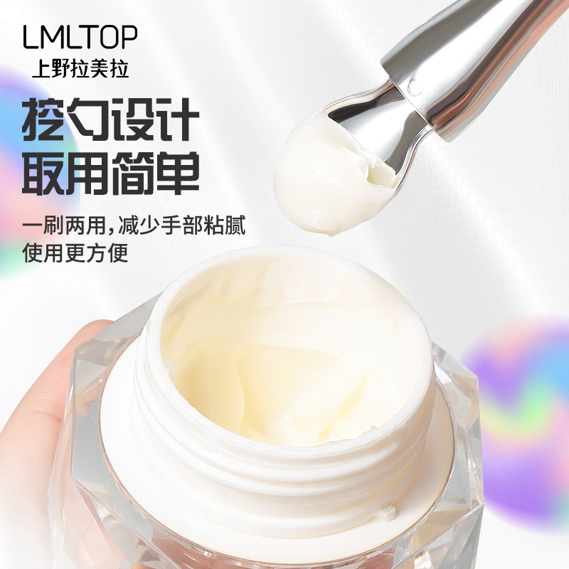 LMLTOP dual-head dual-purpose electroplated mask brush with spoon, tongue-shaped silicone mask stick, mud mask application brush SY615 Specification drawing