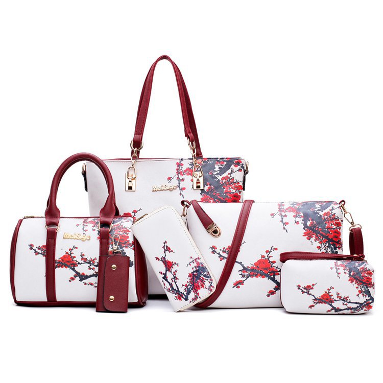 New printed European and American mother-and-child bag, tote bag, six-piece set, women's bag, trendy single-shoulder crossbody bag, cross-border one-piece consignment Application Scenario