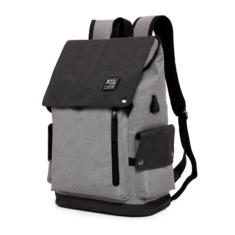 Travel backpacks, color-blocked men's backpacks, casual Korean-style college student schoolbags, usb charging computer bags in stock for wholesale full figure