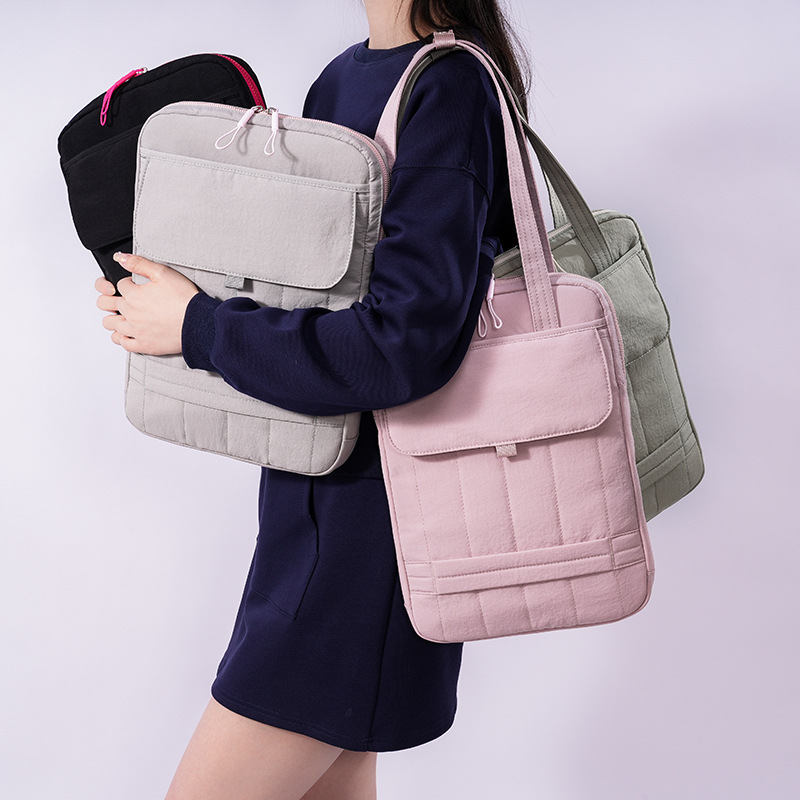 Laptop bag, women's multi-functional tote bag, simple and trendy ipad shock-resistant protective bag, laptop shoulder bag details Picture