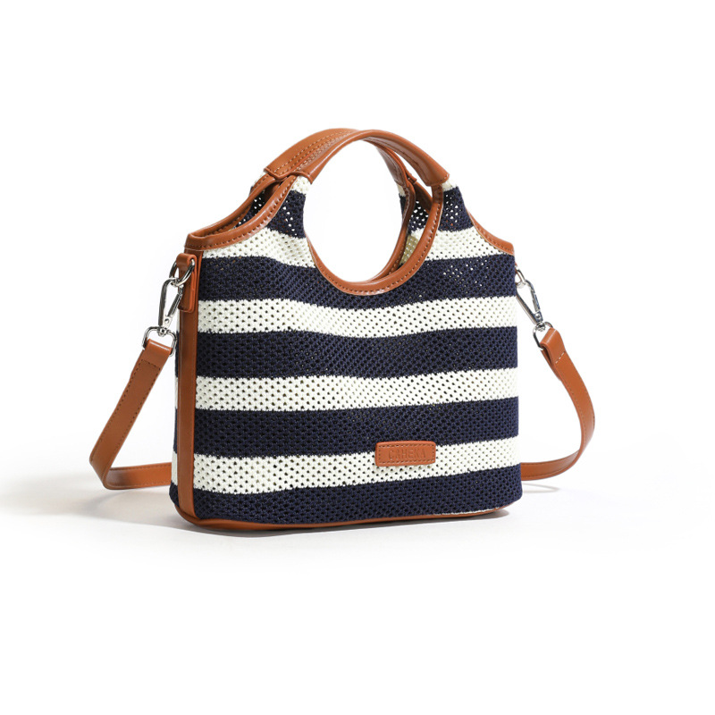 Korean style laid-back and relaxed tote bag 2025 new summer versatile woven and pieced large-capacity single-shoulder bag Item Picture