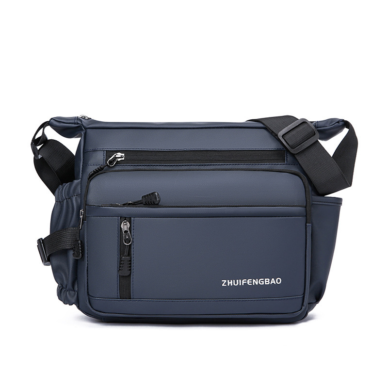 Cross-border men's single-shoulder bag, multi-layer large-capacity crossbody bag, fashionable and lightweight motorcycle bag, travel water-resistant small backpack Item Picture