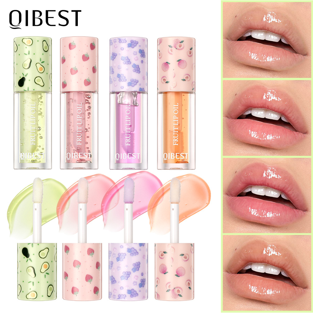 QIBEST Cross-border Mirror Lip Oil Fruit-flavored Moisturizing, Nourishing, Repairing, Translucent and Anti-dryness Lip Cracking Honey Makeup full figure