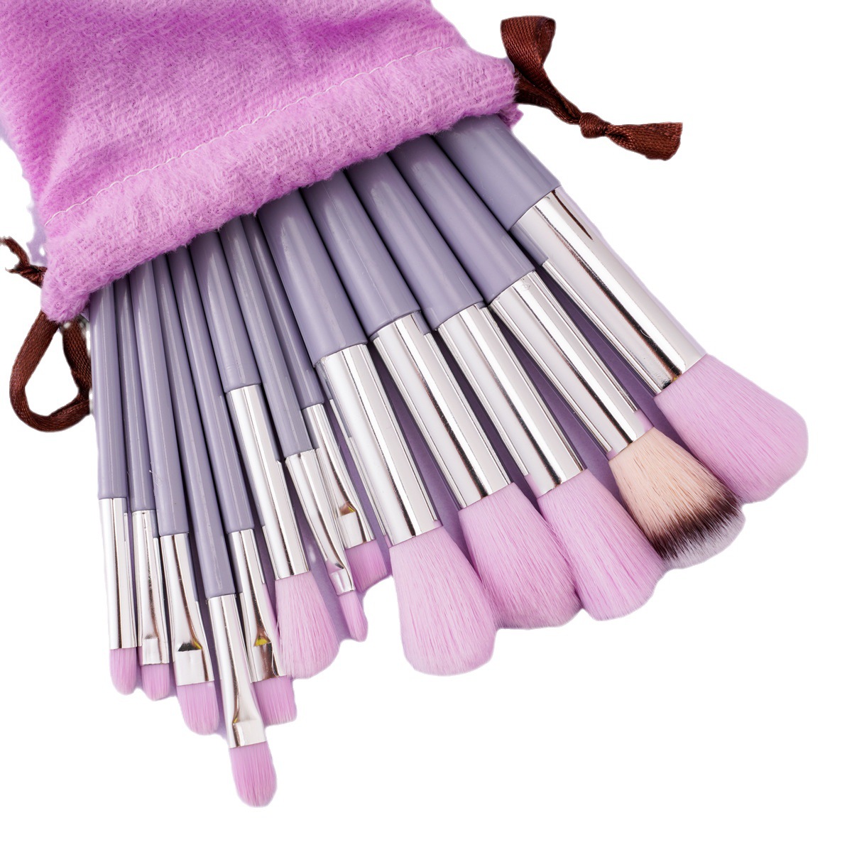 The 13-piece set of taro paste purple makeup brush, eyeshadow brush, blush brush, and powder brush is a complete set of super soft and portable beauty tools Item Picture