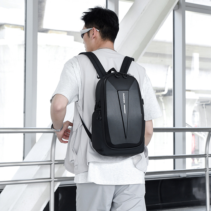 Cross-border hard-shell men's large-capacity backpacks, water-repellent cycling motorcycle backpacks, anti-collision business computer bags details Picture