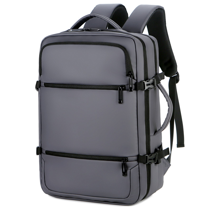 Large-capacity backpack for men, USB water-resistant leather film, multi-functional computer bag, business commuting backpack with logo printing Item Picture