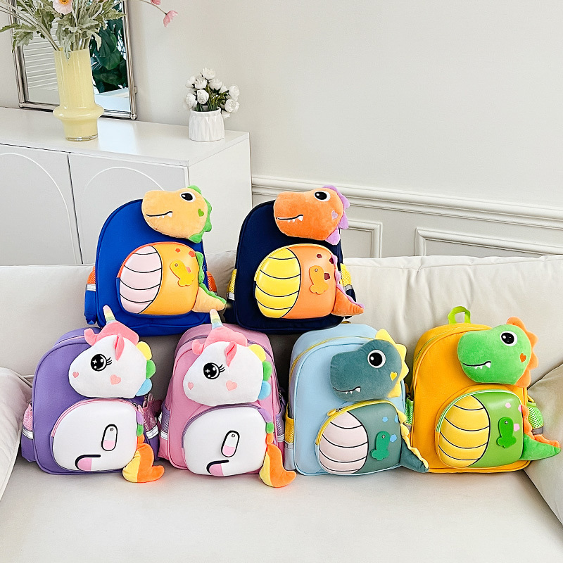 New dinosaur boys' backpacks, cute plush dolls, baby snack backpacks, girls' anti-slip backpacks details Picture