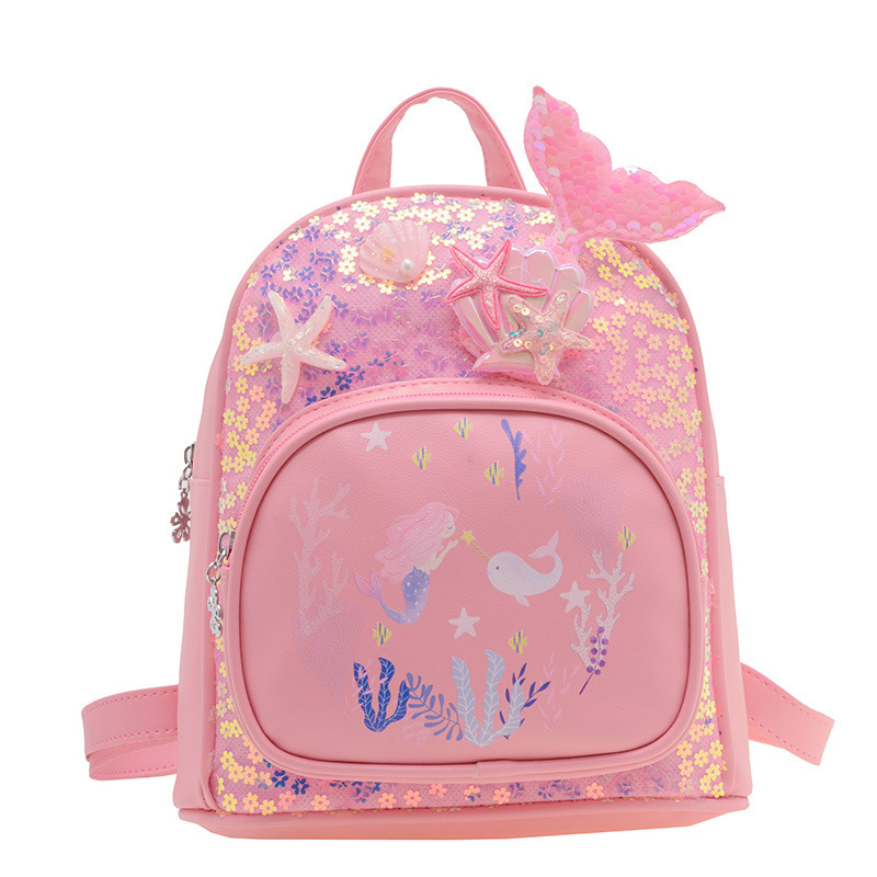 The 2025 new PU children's backpack, mermaid, fashionable and stylish, single-shoulder bag, girl, princess, kindergarten backpack trend Item Picture