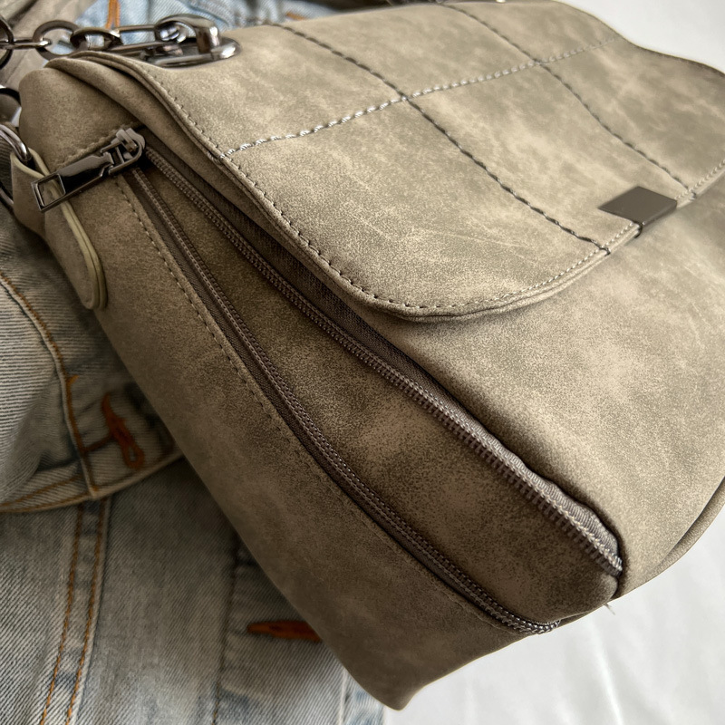 Ladies' European and American retro handbag, fashionable matte leather single-shoulder crossbody bag, trendy lady's cross-border large-capacity bag Specification drawing