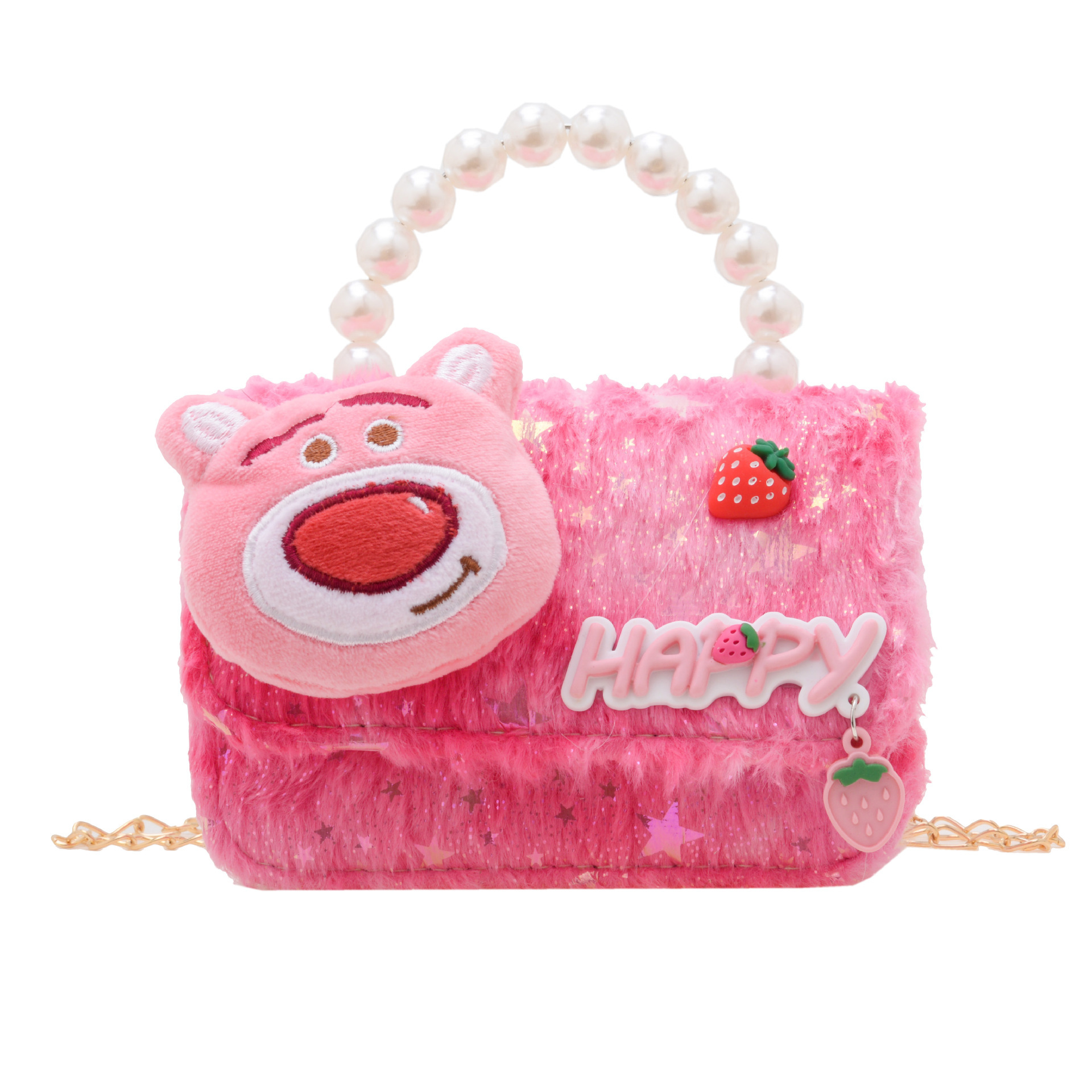 New trendy and stylish princess coin purse, plush toy, plush pearl girl treasure, hand-held and shoulder-loaded mini crossbody bag Item Picture