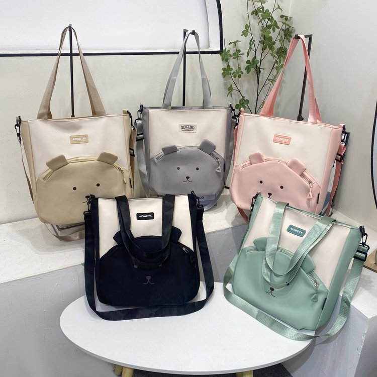 Canvas bag, primary school student handbag, book bag, 2024 new style girls' tutorial bag, tutorial bag, large capacity single-shoulder bag full figure