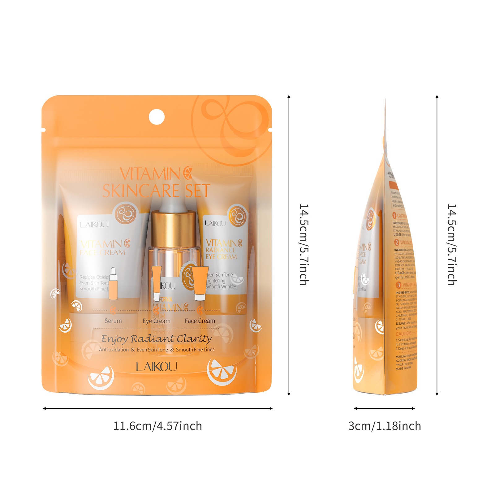 Factory wholesale cross-border Laicome Vitamin C skin care Set 3-piece facial care hydrating and moisturizing skin care set in stock Item Picture