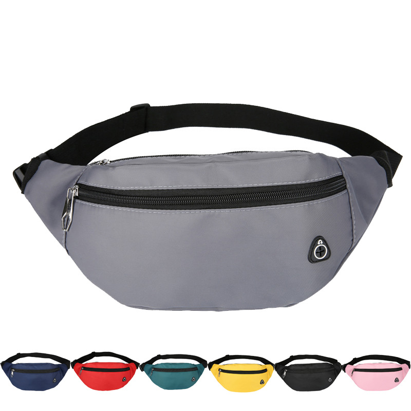Sports outdoor waist bag, portable single-shoulder crossbody bag, fashionable men's and women's solid color large-capacity chest bag, mobile phone coin purse full figure