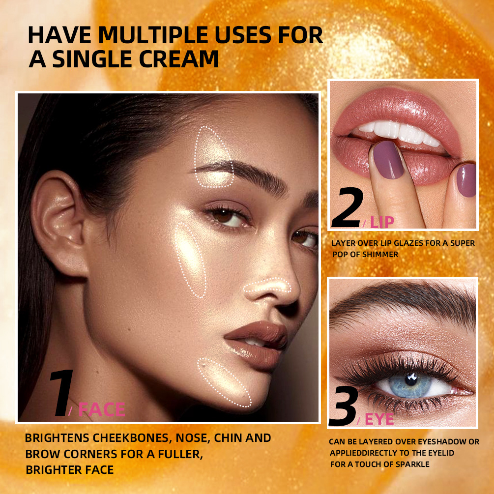 QIBEST Cross-border Sparkling High-Gloss Cream: Natural pearlescent facial contouring, full-body brightening, contour modification, High-gloss makeup Specification drawing