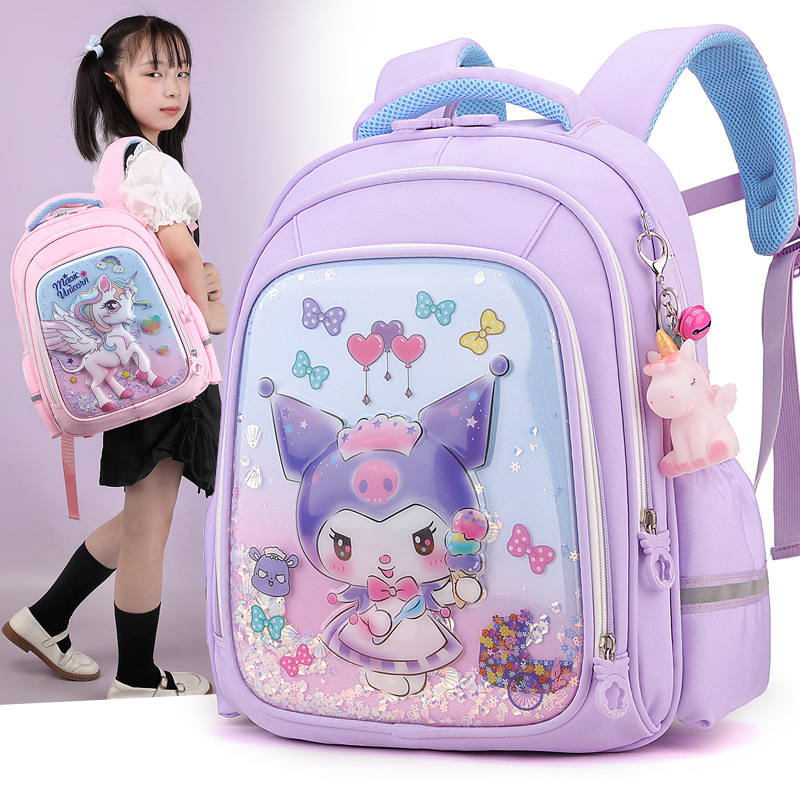 2024 New cute Kuromi schoolbag for girls, kindergarten, Cool Spider-Man, lightweight spine support cartoon backpack full figure