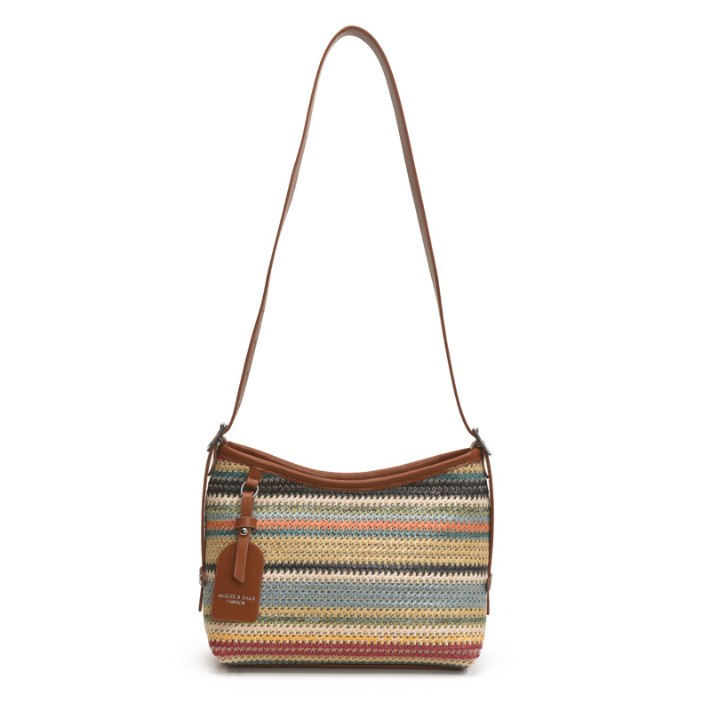 Summer woven small bag for women, 2025 new single-shoulder crossbody bag, fashionable straw woven bucket bag, vegetable basket bag for women Item Picture