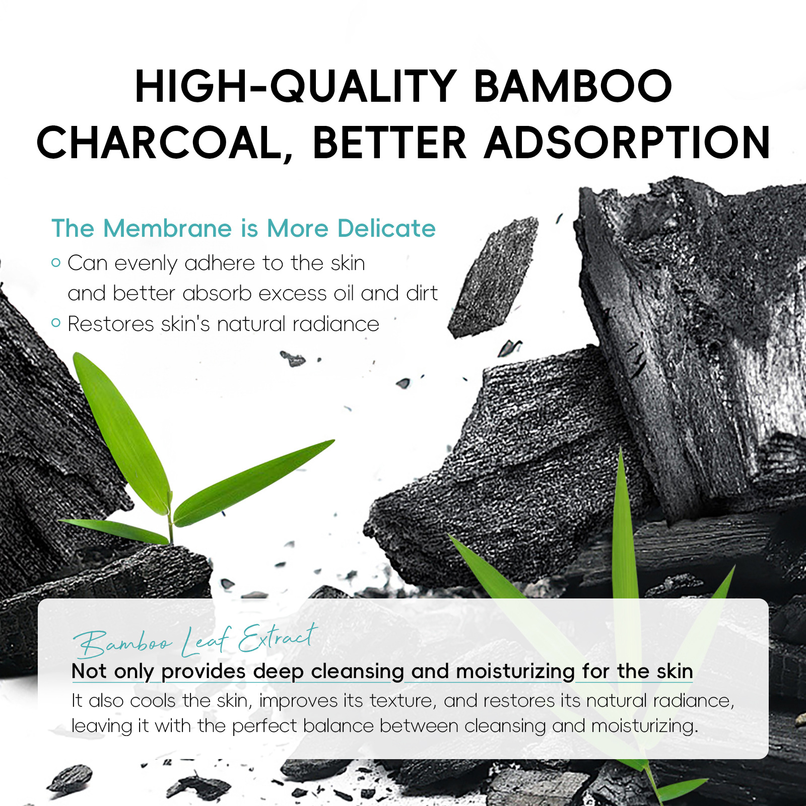 Cross-border LAIKOU Bamboo Charcoal Cleansing Mask Patch 30mlpc Cleansing and Moisturizing manufacturer's available FDA skin care products wholesale Specification drawing