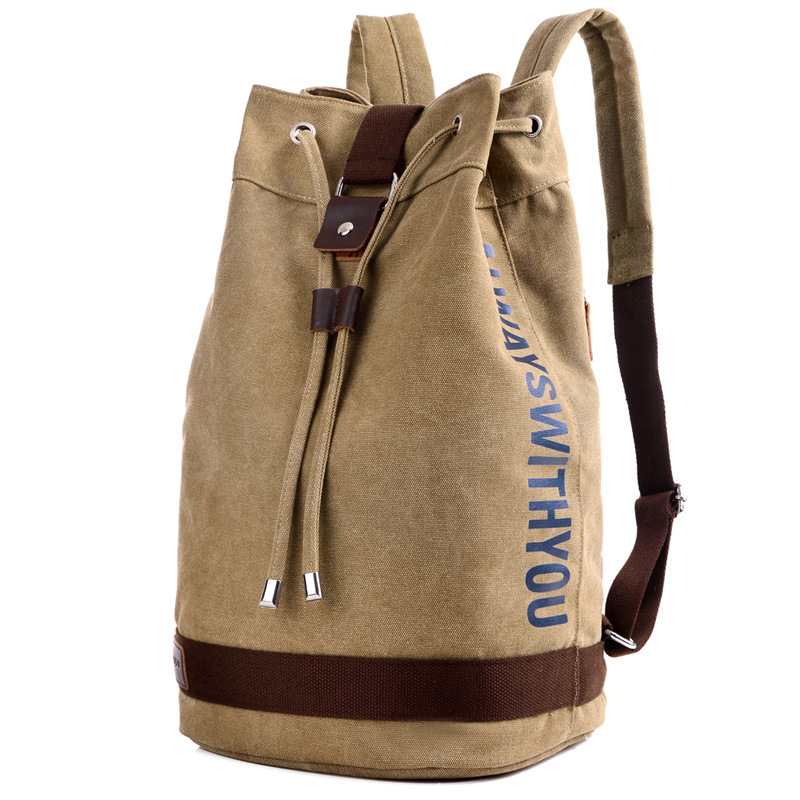 Wholesale Korean-style sports canvas backpacks, round bucket travel bags, computer backpacks and college student casual basketball bags from the manufacturer full figure