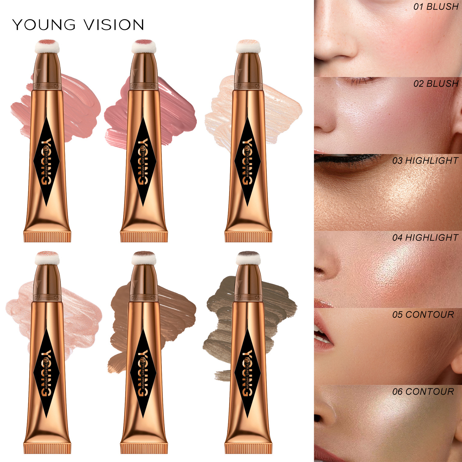 YOUNG VISION Cushion Contouring Blush Highlighter Stick offers a variety of colors to choose from for makeup liquid blush details Picture