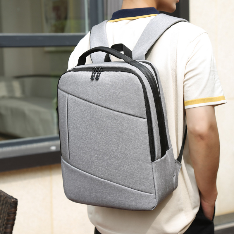 New multi-functional double-shoulder computer bag, simple college student schoolbag, business commuting luggage backpack with logo printing details Picture