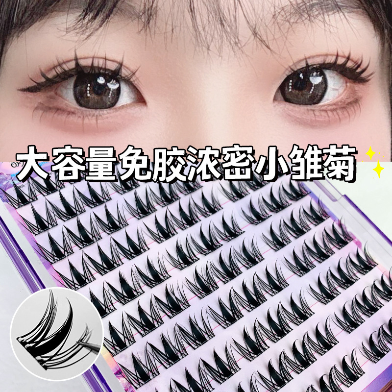 10 rows of self-adhesive thick Daisy false eyelashes without glue or removal, single cluster segmented style, lazy person's photogenic comic eyelashes details Picture