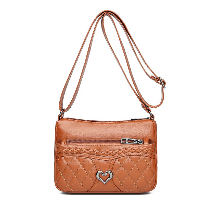 New women's bags: casual, lightweight, mom's bag, fashionable and simple diamond-shaped single-shoulder bag, cross-border PU soft leather crossbody bag Item Picture