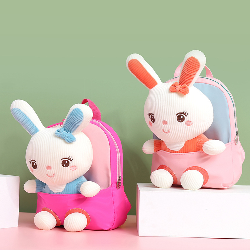 Children's backpack 2025 New style cartoon plush kindergarten baby lightweight schoolbag detachable doll backpack full figure
