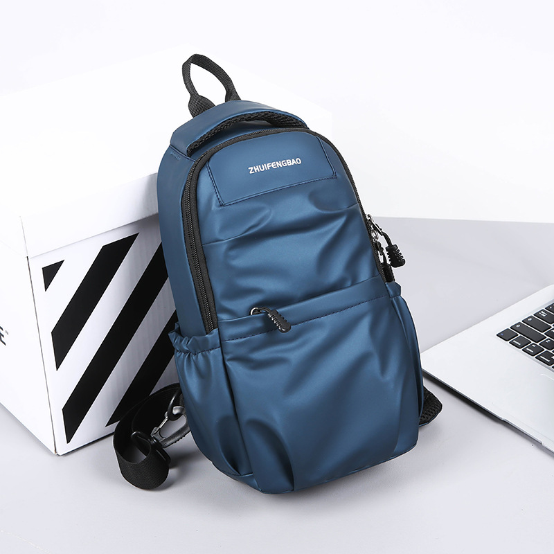 Custom-processed men's chest bag, new trendy European and American single-shoulder bag, commuting and business multi-functional crossbody bag with LOGO printing details Picture