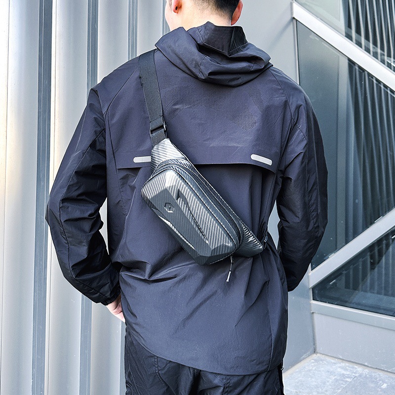 Men's hard-shell chest bags, single-shoulder crossbody commuter backpacks, trendy men's fashionable and versatile crossbody bags wholesale Specification drawing
