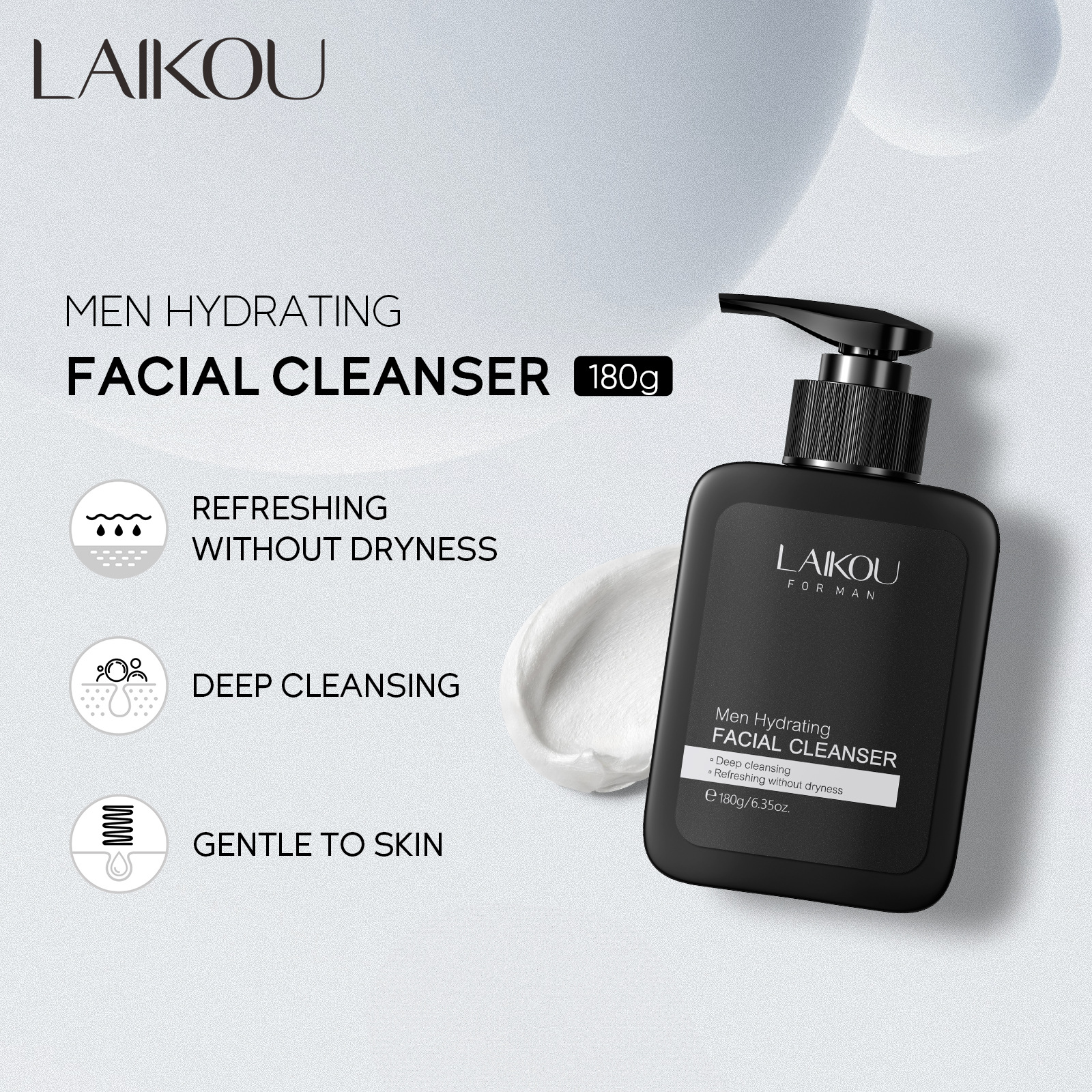 The new cross-border product, Laicome Men's Moisturizing Facial Cleanser 180g, is available in stock from the manufacturer for cleansing, hydrating and refining pores full figure