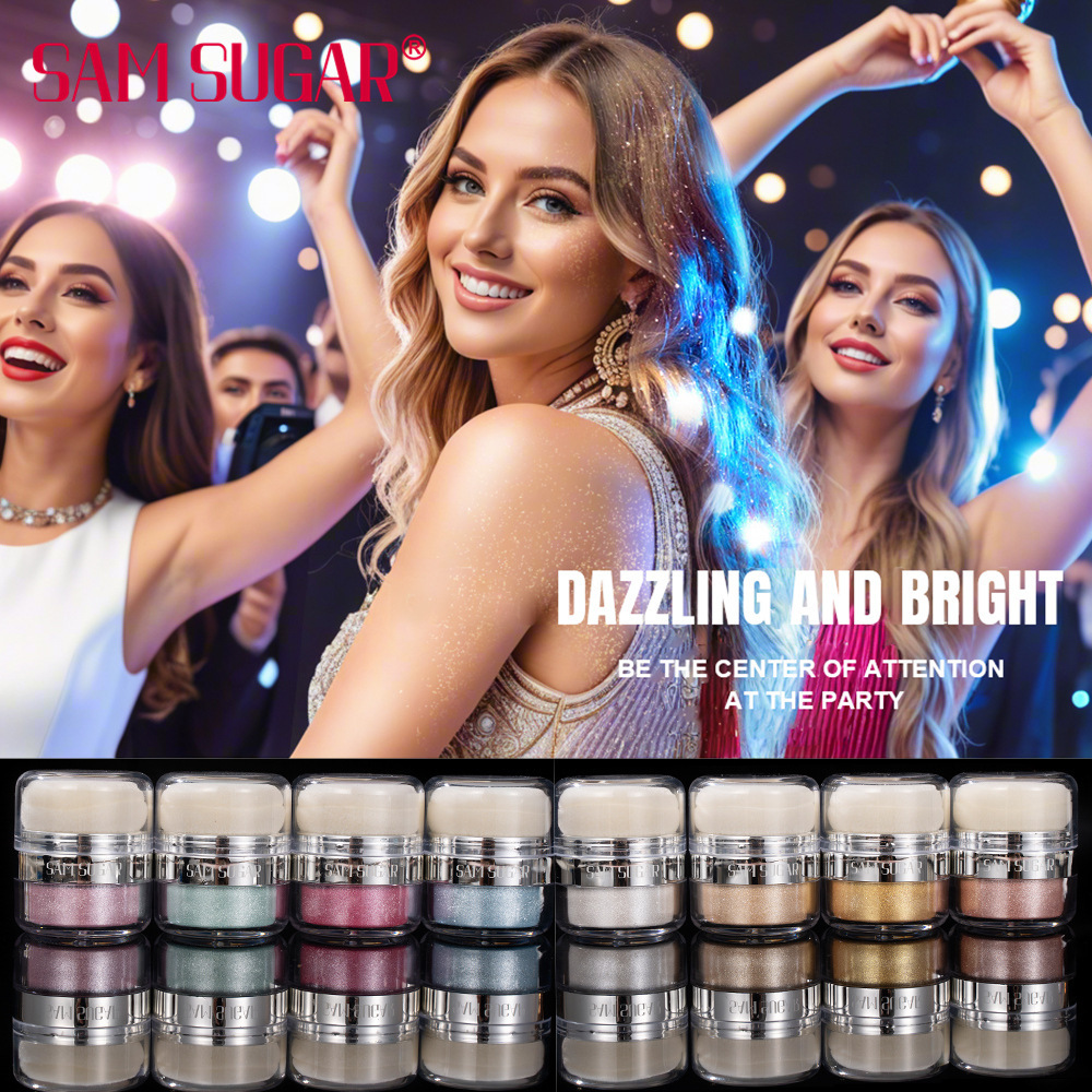 SAM SUGAR Cushion Highlighter Glitter Multi-functional Three-dimensional Contouring and Brightening Pearlescent Eyeshadow Body Pat Powder details Picture