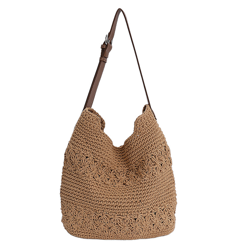 Vacation style beach straw woven bag for women 2025 New style laid-back woven bag, large capacity fashionable single-shoulder armpit bag Item Picture