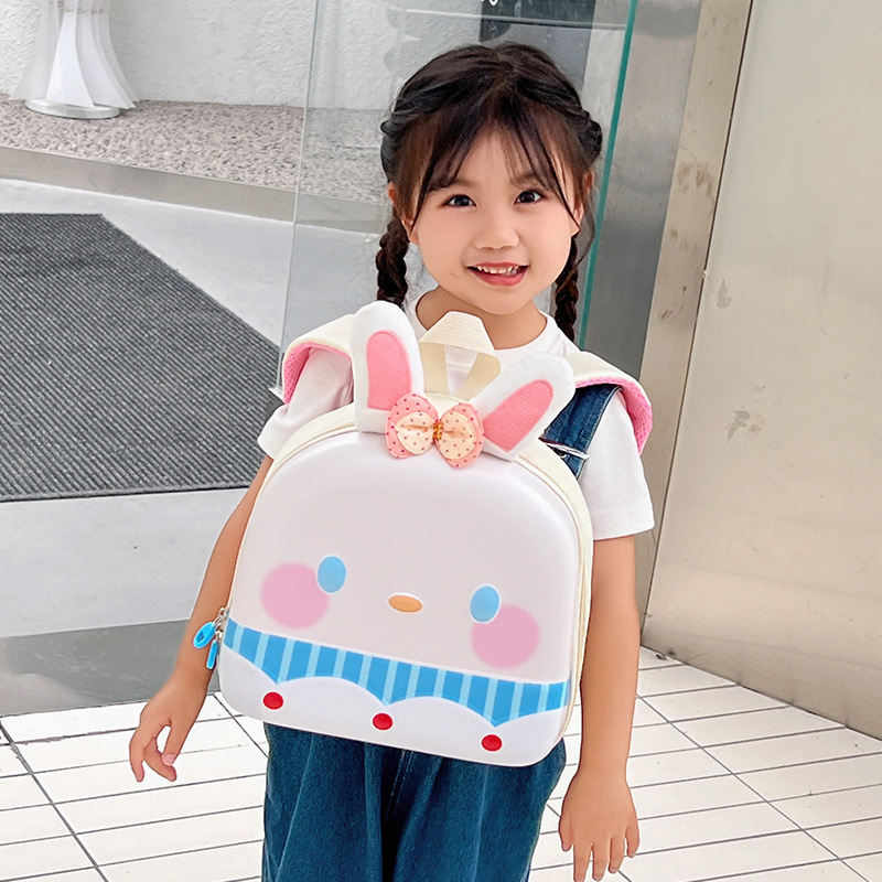New children's backpacks, kindergarten schoolbags, small class cartoon cute little rabbit portable hard shell backpacks full figure