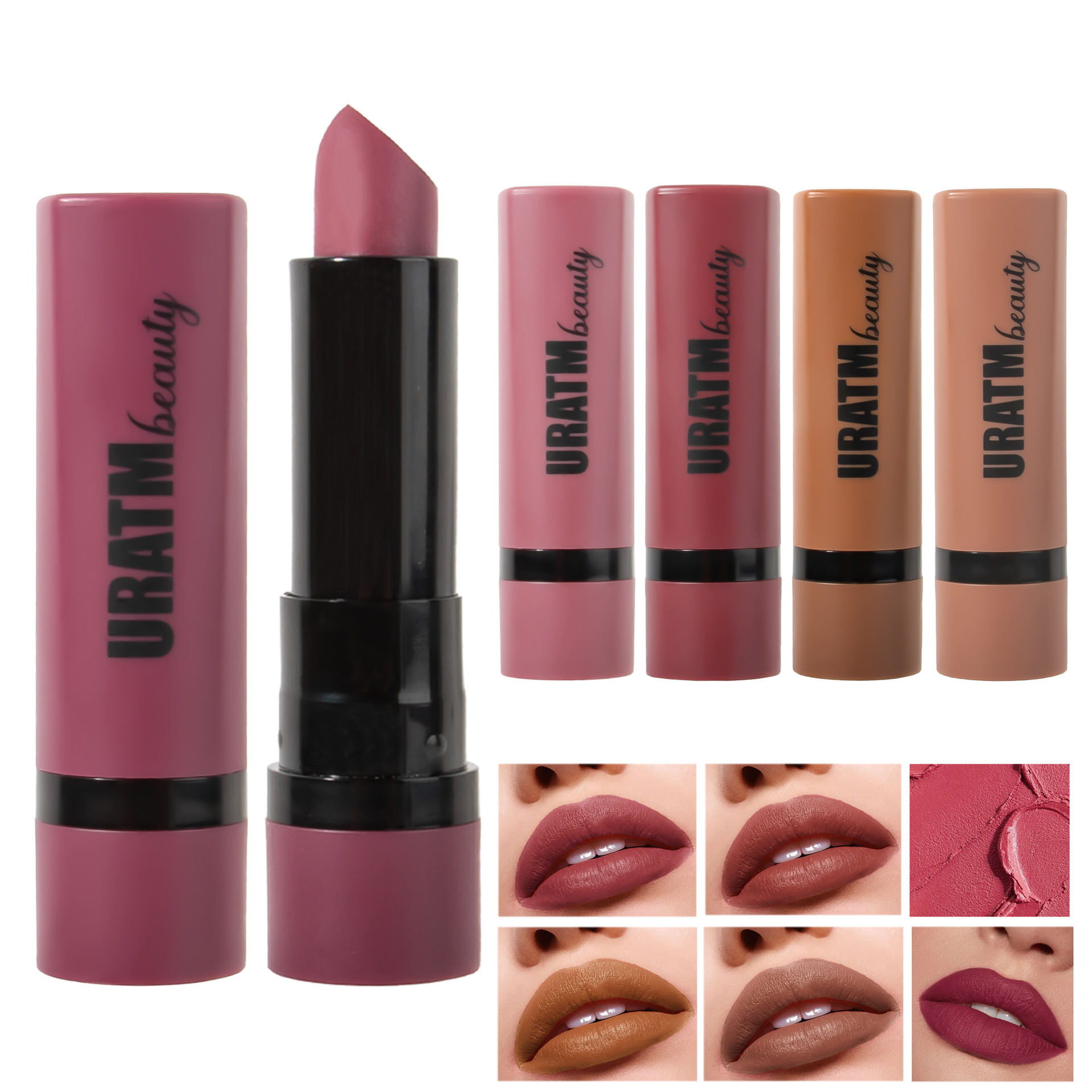 Cross-border makeup 5-color matte nude lipstick is not easy to stick to cups, waterproof and does not fade. The velvet matte lipstick is easy to apply Item Picture