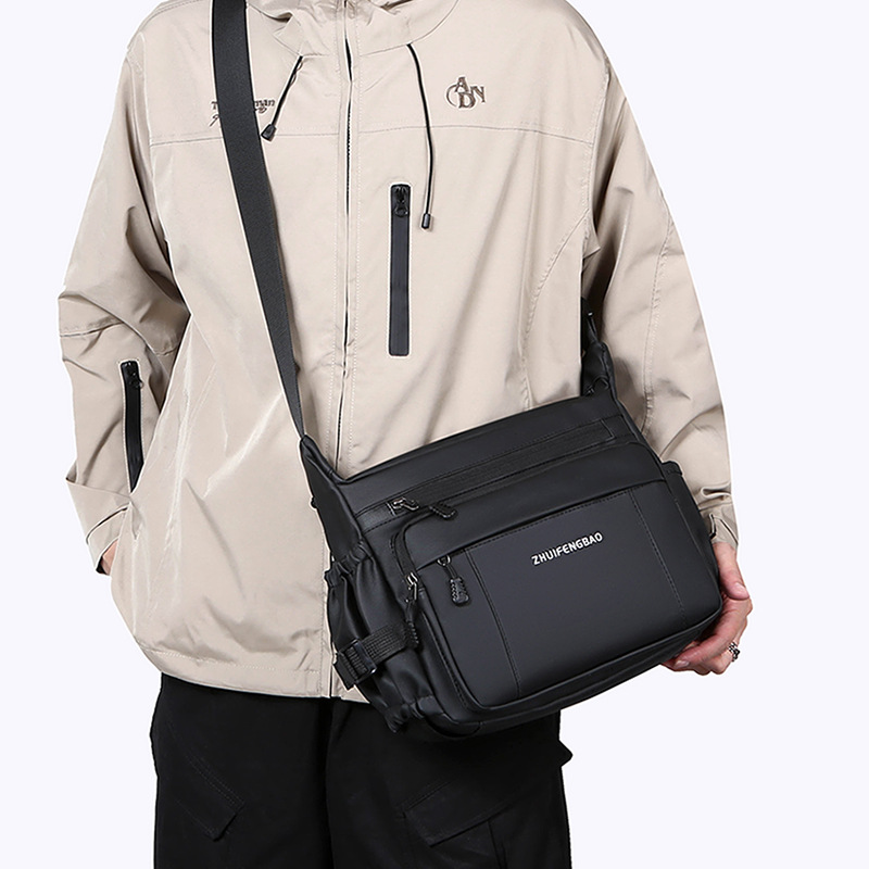 2024 New stylish and versatile casual men's crossbody bag, large-capacity messenger bag, Japanese-style simple functional single-shoulder bag full figure