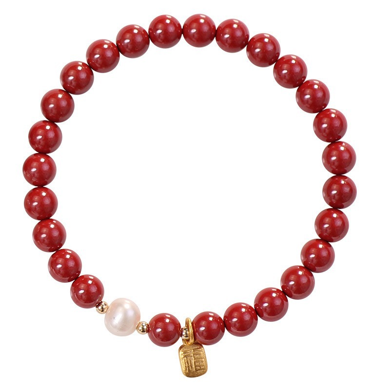 Natural pearl Blessing brand cinnabar bracelet for women, a niche purple gold sand bead bracelet, original and high-end style, imperial sand bracelet 478 Item Picture