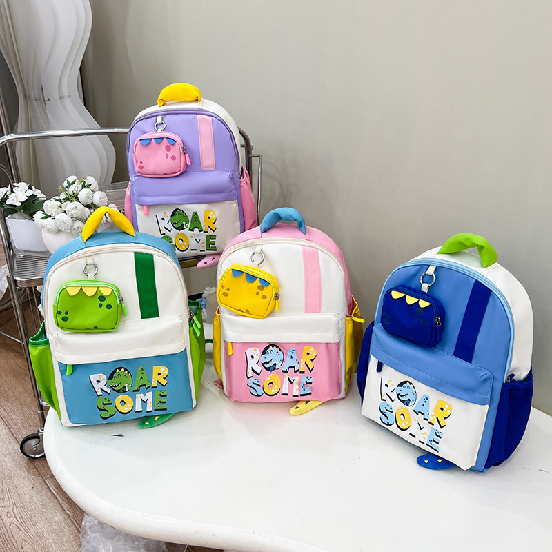 New 2024 children's backpacks with cartoon and cute prints for boys and girls, kindergarten schoolbags, and daily matching backpacks full figure