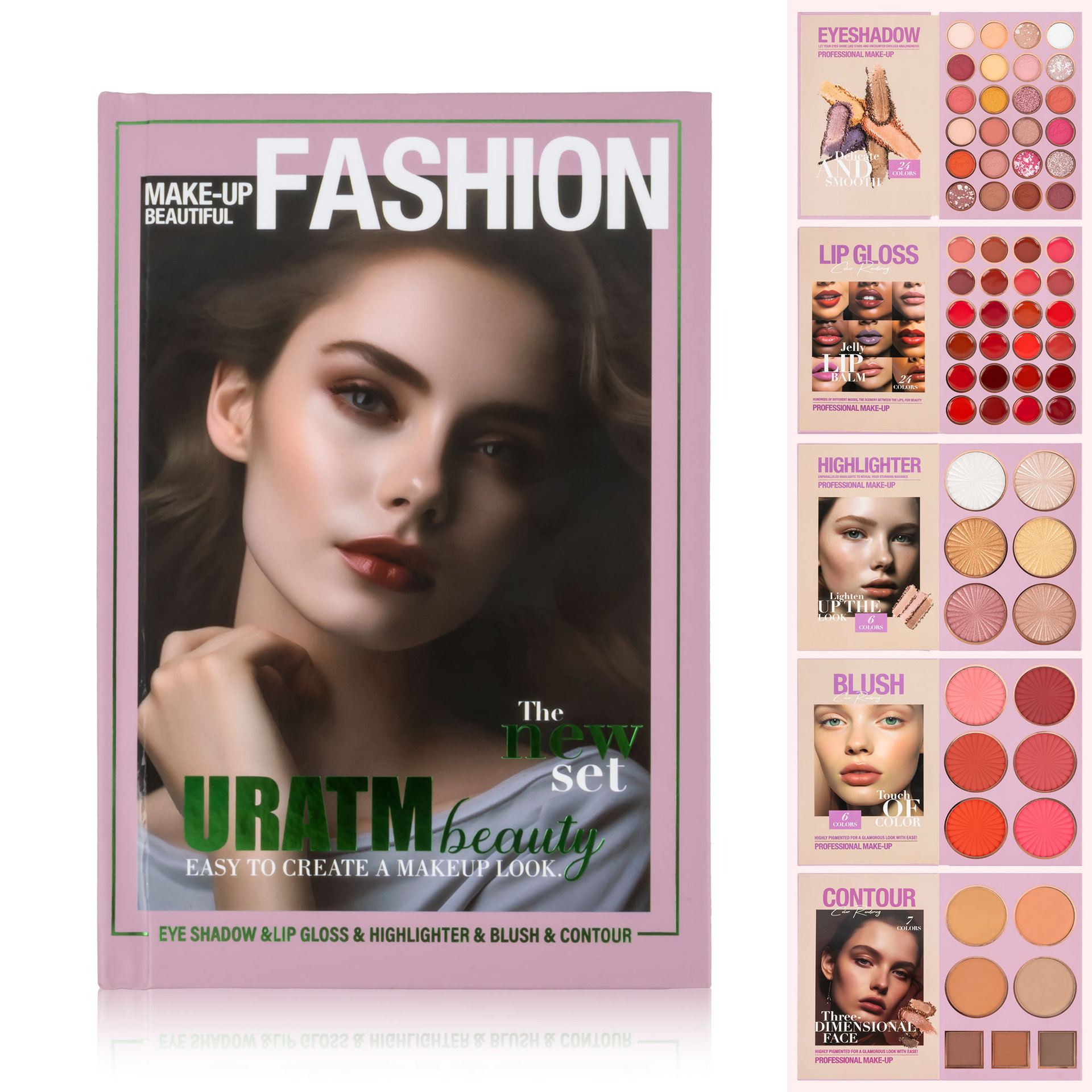 Cross-border bestseller: 67-color makeup palette, five-layer flip book eyeshadow palette, matte pearlescent blush, contour and highlight in one piece Item Picture